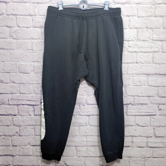 Vintage 80s Nike Sweatpants Men's XL Big Leg Swoosh Black Faded Elastic Waist - Picture 1 of 9